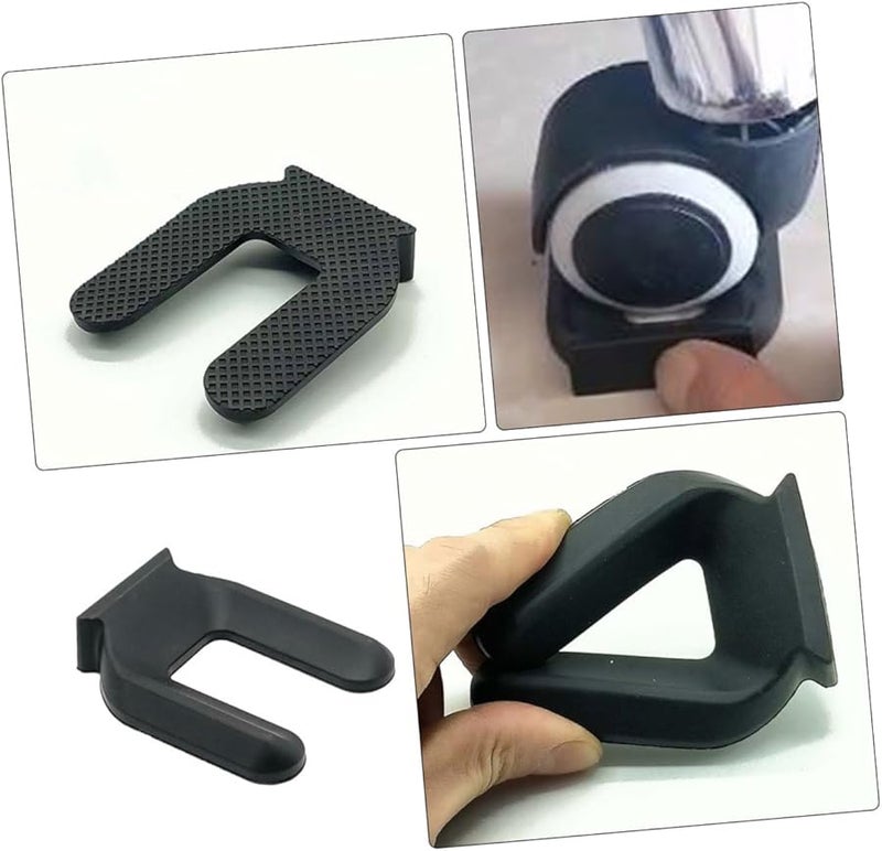 4 Pack Furniture Wheel Stoppers Non Slip Pads for Hard Floors Black - Image 3